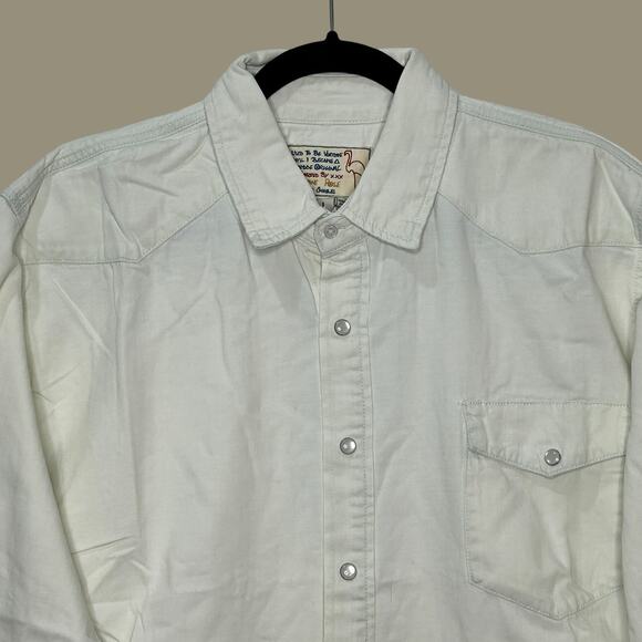 Sandrine Rose Chambray Western Button Up Tunic Shirt Cream Women Large NWT - Picture 4 of 12